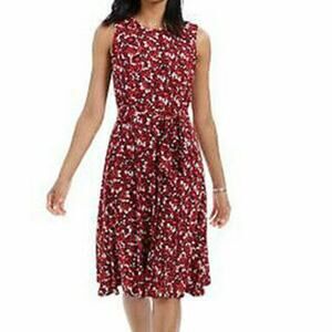Charter Club Tie-Waist Casual  Floral Spring Dress Sleeveless Red Classic Small